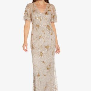 Adrianna Papell Beaded Flutter Maxi Gown/mother of the bride dress
